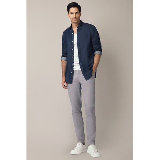 Spodnie Jasnoszare Chino z Elastycznym Pasem z Bawełną Mikkeli ze sklepu Lancerto S.A. w kategorii Spodnie męskie - zdjęcie 187346752