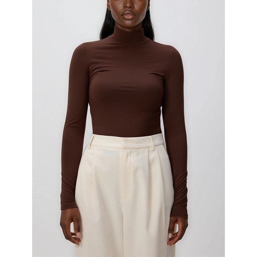 Reserved - Longsleeve z modalu - ciemnobrązowy ze sklepu Reserved w kategorii Bluzki damskie - zdjęcie 187347221