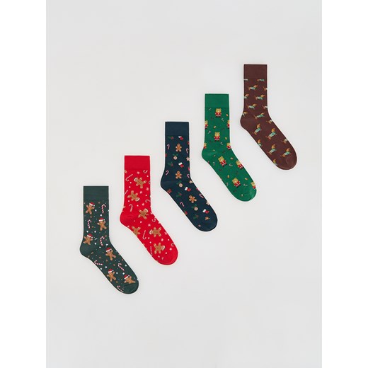 Reserved - 5 pack świątecznych skarpet - czerwony ze sklepu Reserved w kategorii Skarpetki męskie - zdjęcie 187347261