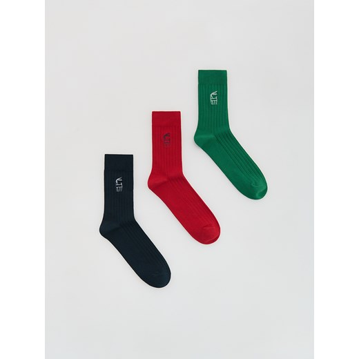 Reserved - 3 pack świątecznych skarpet - zielony ze sklepu Reserved w kategorii Skarpetki męskie - zdjęcie 187347264