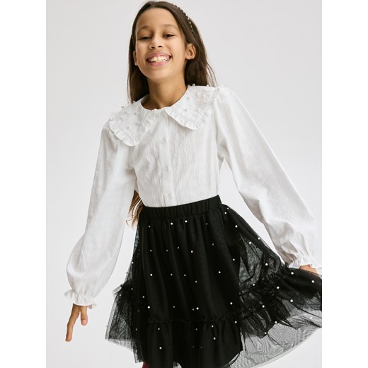 Reserved - Tiulowa spódnica z perełkami - czarny ze sklepu Reserved w kategorii Spódnice dziewczęce - zdjęcie 187347312