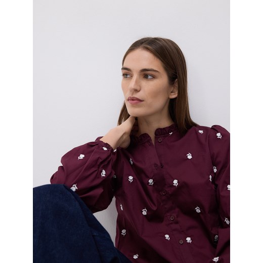 Reserved - Koszula z haftowanym wzorem - bordowy ze sklepu Reserved w kategorii Koszule damskie - zdjęcie 187347331