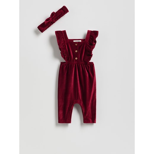 Reserved - Welurowy komplet - czerwony ze sklepu Reserved w kategorii Komplety niemowlęce - zdjęcie 187347430