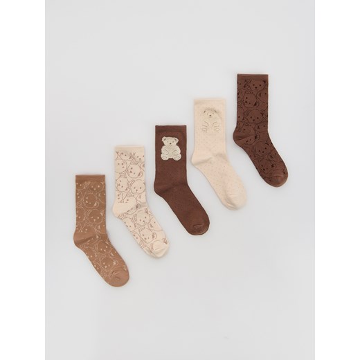Reserved - Wzorzyste skarpetki 5 pack - brązowy ze sklepu Reserved w kategorii Skarpetki damskie - zdjęcie 187347533
