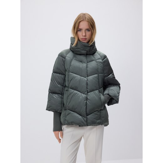 Reserved - Pikowana kurtka z wysokim kołnierzem - zielony Reserved XS Reserved