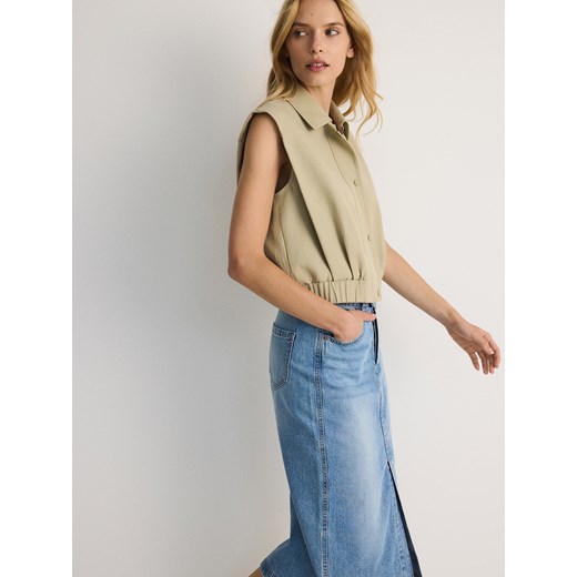 Reserved - Jeansowa spódnica midi - niebieski Reserved S Reserved okazyjna cena