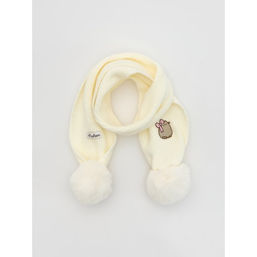 Reserved - Dzianinowy szalik Pusheen - złamana biel ze sklepu Reserved w kategorii Czapki dziecięce - zdjęcie 187347622