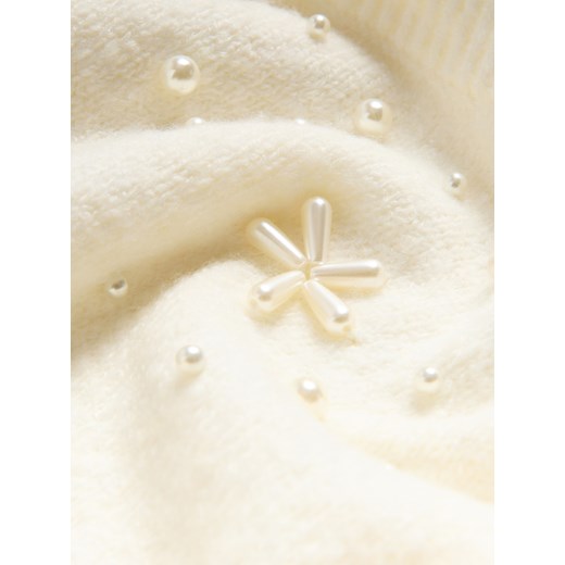 Reserved - Dzianinowy sweter z aplikacją - złamana biel Reserved 152 (11 lat) Reserved