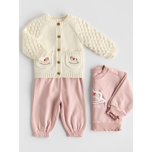 Reserved - Bawełniany kardigan z haftem - złamana biel ze sklepu Reserved w kategorii Bluzy i swetry - zdjęcie 187347671