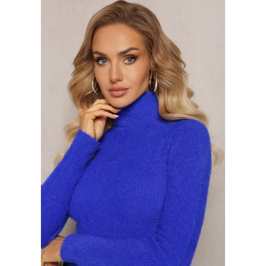 Granatowy Golf Wełniany Prążkowany Detova Renee XS okazyjna cena renee.pl