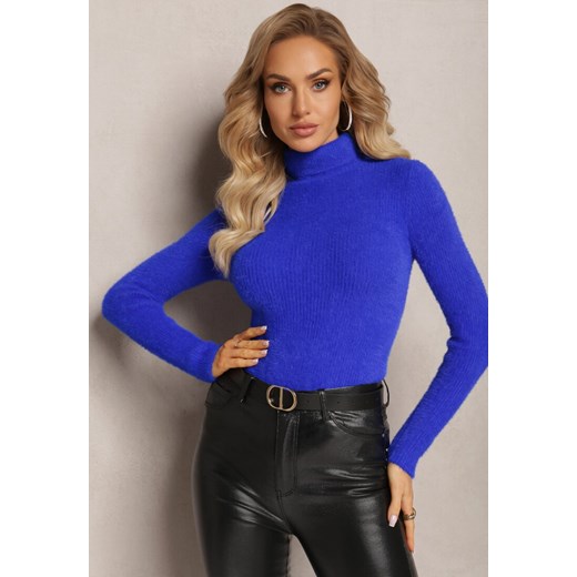 Granatowy Golf Wełniany Prążkowany Detova Renee XS okazyjna cena renee.pl