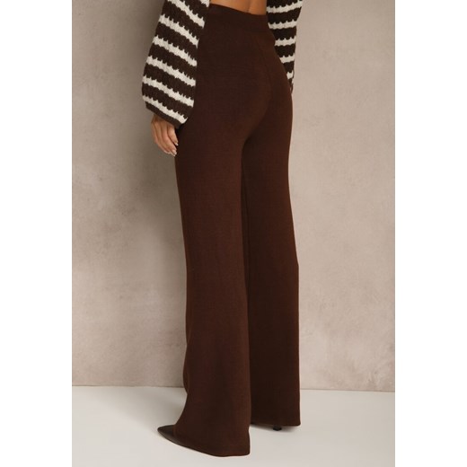 Brązowe Dzianinowe Spodnie Wide Leg z Ociepleniem Miosea Renee ONE SIZE renee.pl