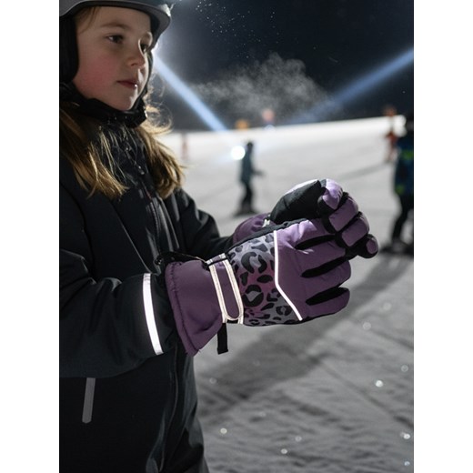 Sinsay - Rękawiczki wodoodporne z polarem i odblaskowym paskiem - fioletowy Sinsay S Sinsay
