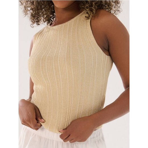 Sinsay - Swetrowy top z metalizowaną nicią - złoty ze sklepu Sinsay w kategorii Bluzki damskie - zdjęcie 187348342