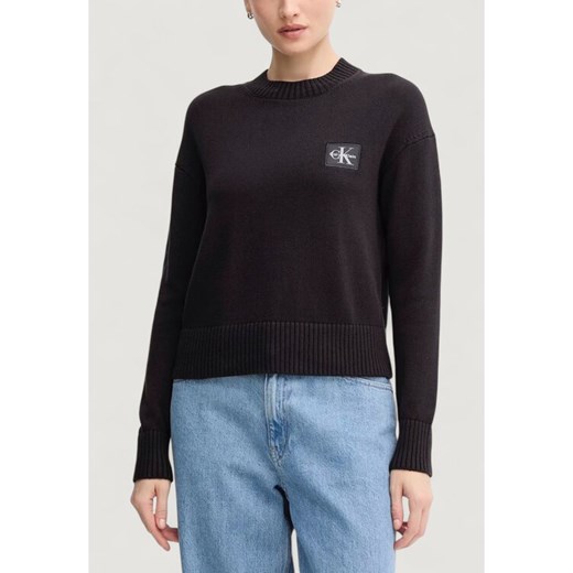 Calvin Klein Jeans Sweter Ck Embro Badge LV047D351G Czarny Regular Fit ze sklepu MODIVO w kategorii Swetry damskie - zdjęcie 187348614