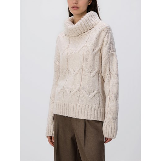 Reserved - Golf z domieszką wełny - kremowy ze sklepu Reserved w kategorii Swetry damskie - zdjęcie 187349393