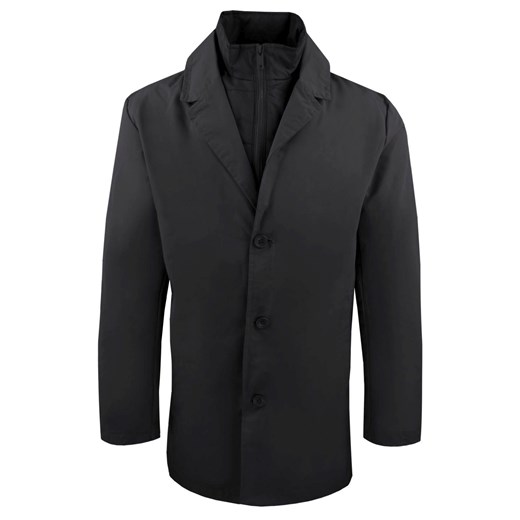 Krótki, Męski Płaszcz Przejściowy z Wysokim Kołnierzem - Brave Soul - Czarny KUBRSAW25umpireBLK ze sklepu JegoSzafa.pl w kategorii Płaszcze męskie - zdjęcie 187349552