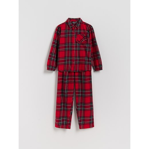 Reserved - Bawełniana piżama w kratę - czerwony ze sklepu Reserved w kategorii Piżamy dziecięce - zdjęcie 187351733