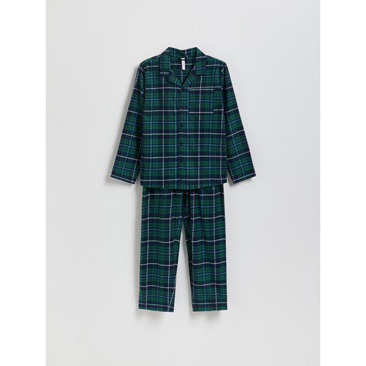 Reserved - Bawełniana piżama w kratę - ciemnozielony ze sklepu Reserved w kategorii Piżamy dziecięce - zdjęcie 187351803