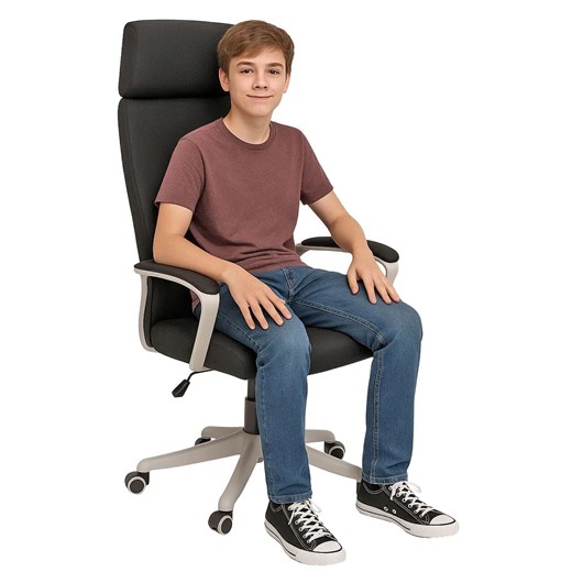 Czarny fotel dziecięcy młodzieżowy do biurka D5-A01 ze sklepu Edinos.pl w kategorii Krzesła ogrodowe - zdjęcie 187352122