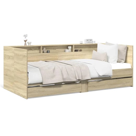 Drewniane łóżko młodzieżowe dla dziewczynki dąb sonoma 90x200 cm W1-N85 Elior Edinos.pl