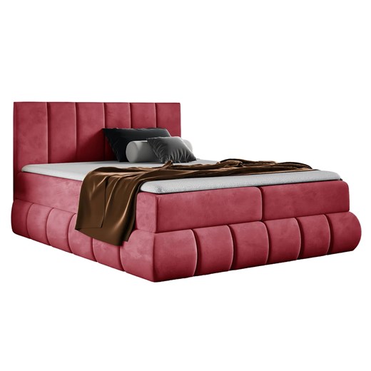 Czerwone łóżko tapicerowane welurem 5 rozmiarów  T1-W74 ze sklepu Edinos.pl w kategorii Łóżka i materace - zdjęcie 187352160