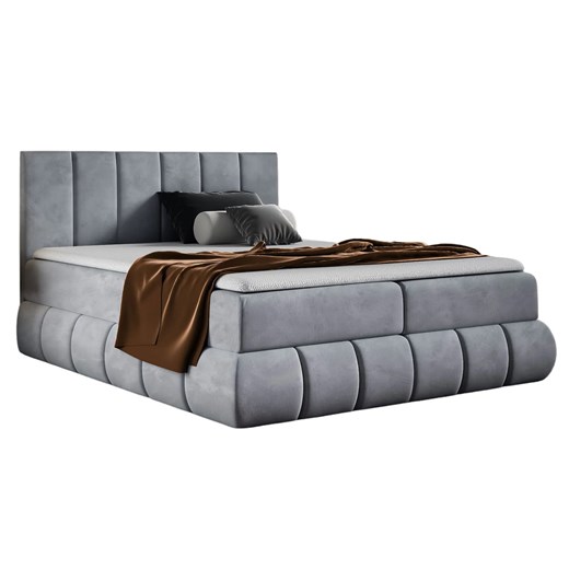 Szare łóżko kontynentalne z zagłókiem 5 rozmiarów S5-A86 ze sklepu Edinos.pl w kategorii Łóżka i materace - zdjęcie 187352170