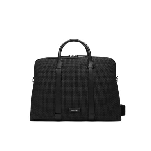 Torba na laptopa Calvin Klein Embossed Woven Commuter LV04D3207G Czarny ze sklepu eobuwie.pl w kategorii Torby na laptopa - zdjęcie 187352254