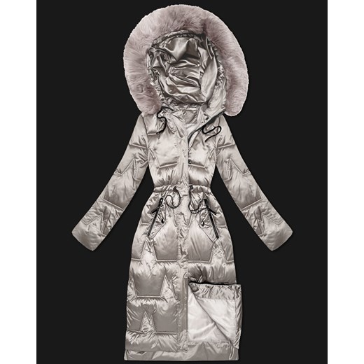 Zimowa kurtka damska ze ściągaczem w talii S'West jasny beżowy (B8522-46) ze sklepu goodlookin.pl w kategorii Kurtki damskie - zdjęcie 187352941