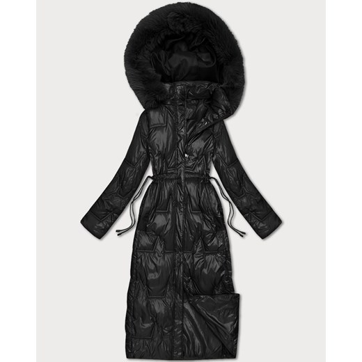 Długa pikowana damska kurtka zimowa czarna (T2-2221#-1) ze sklepu goodlookin.pl w kategorii Kurtki damskie - zdjęcie 187352942