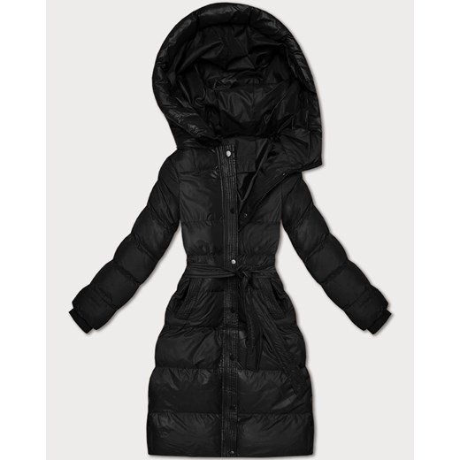 Pikowana kurtka zimowa z paskiem J Style czarna (5M3253-392) ze sklepu goodlookin.pl w kategorii Kurtki damskie - zdjęcie 187352950
