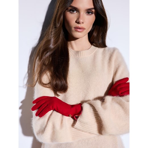 Mohito - Czerwone rękawiczki z wełną - czerwony ze sklepu Mohito w kategorii Rękawiczki damskie - zdjęcie 187353153