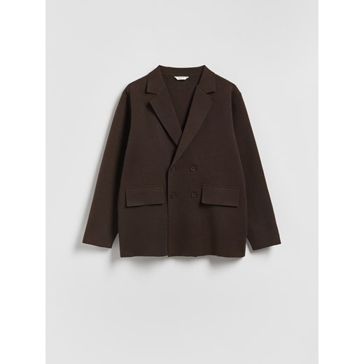 Reserved - Kardigan z domieszką wełny - ciemnobrązowy ze sklepu Reserved w kategorii Swetry męskie - zdjęcie 187353333
