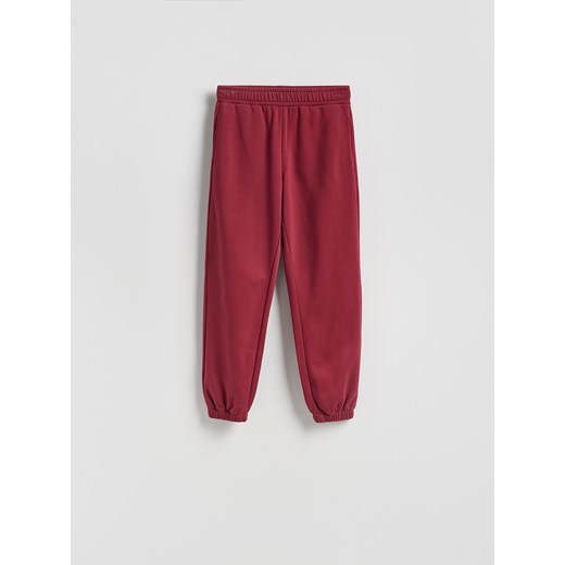 Reserved - Spodnie dresowe z bawełną - bordowy ze sklepu Reserved w kategorii Spodnie damskie - zdjęcie 187353592
