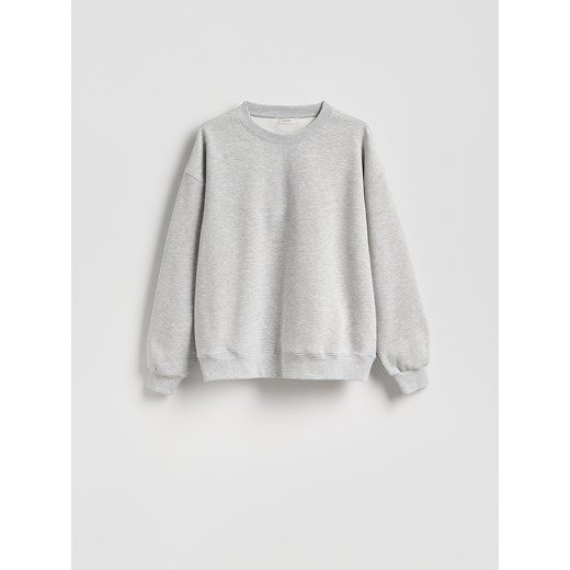 Reserved - Gładka bluza z bawełną - jasnoszary ze sklepu Reserved w kategorii Bluzy damskie - zdjęcie 187353653