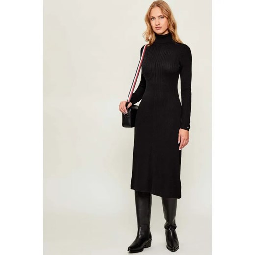 Tommy Hilfiger Sukienka RIB ROLL-NK | z dodatkiem jedwabiu ze sklepu Gomez Fashion Store w kategorii Sukienki - zdjęcie 187353922