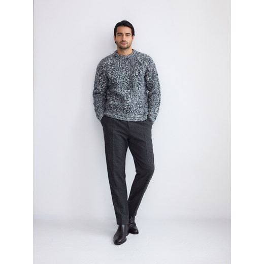 Reserved - Wełniany sweter o warkoczowym splocie - wielobarwny ze sklepu Reserved w kategorii Swetry męskie - zdjęcie 187354854