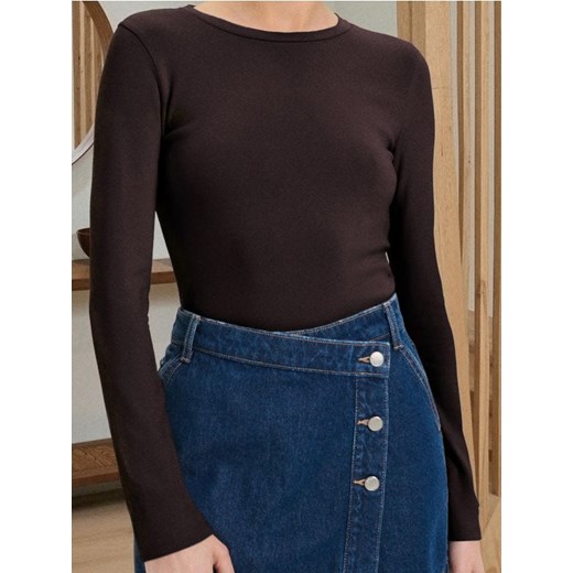 Sinsay - Body z długimi rękawami - brązowy ze sklepu Sinsay w kategorii Body damskie - zdjęcie 187355142