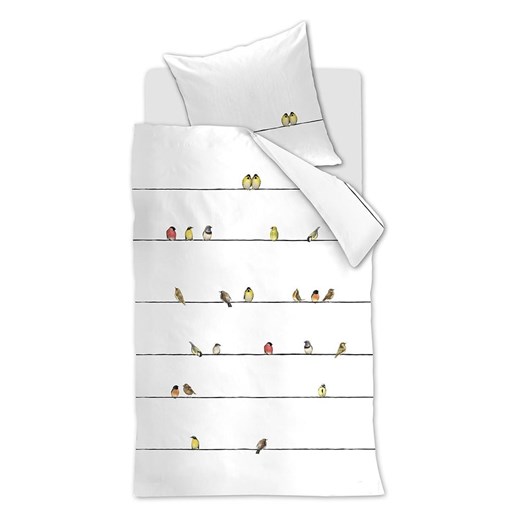 Beddinghouse Komplet pościeli flanelowej &quot;Tweet&quot; w kolorze białym ze wzorem ze sklepu Limango Polska w kategorii Pościele - zdjęcie 187355324
