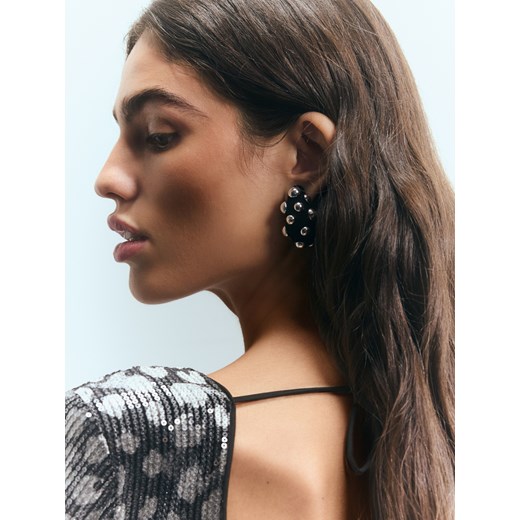 Reserved - Welurowe kolczyki z ćwiekami - czarny Reserved ONE SIZE Reserved