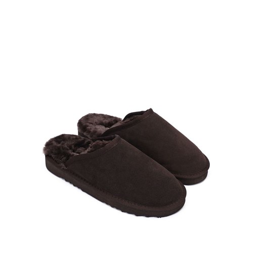 Gooce Wełniane kapcie &quot;Emerald&quot; w kolorze ciemnobrązowym ze sklepu Limango Polska w kategorii Kapcie męskie - zdjęcie 187356613