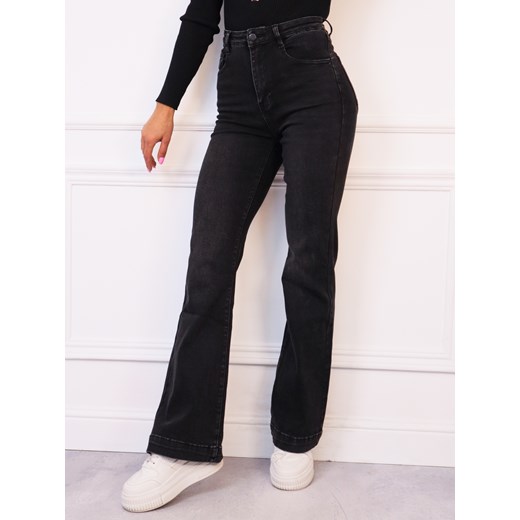 SPODNIE JEANSOWE DZWONY FLARE Z WYSOKIM STANEM- CIEMNOSZARE ze sklepu olika.com.pl w kategorii Jeansy damskie - zdjęcie 187357394