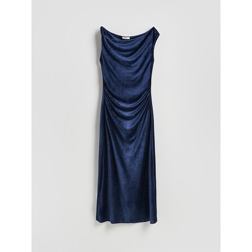 Reserved - Welurowa sukienka maxi - granatowy ze sklepu Reserved w kategorii Sukienki - zdjęcie 187357973