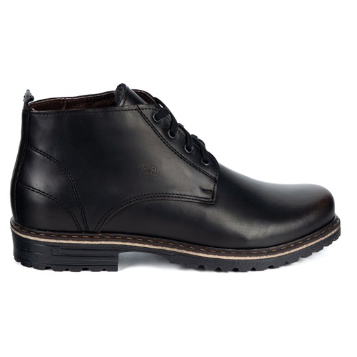 Trzewiki męskie z naturalnej skóry POLBUT 2109S zimowe obuwie miejskie czarne z brązem ze sklepu butyolivier w kategorii Buty zimowe męskie - zdjęcie 187358000