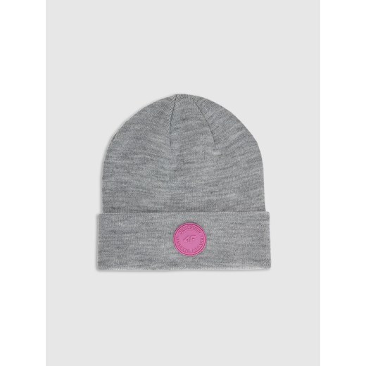 Dziewczęca czapka zimowa 4F 4FJRAW25ACAPF0749 - szara ze sklepu Sportstylestory.com w kategorii Czapki dziecięce - zdjęcie 187358794
