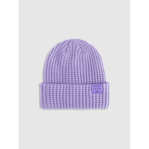 Dziewczęca czapka zimowa 4F 4FJRAW25ACAPF0810 - fioletowa ze sklepu Sportstylestory.com w kategorii Czapki dziecięce - zdjęcie 187358804