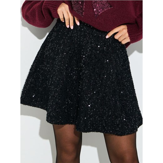 Sinsay - Spódnica mini z połyskującym cekinami - czarny ze sklepu Sinsay w kategorii Spódnice - zdjęcie 187358970