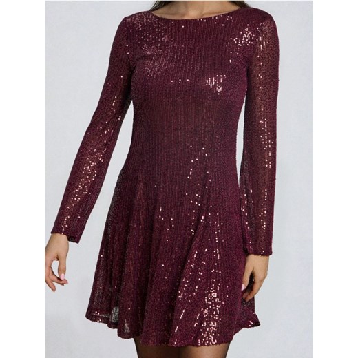 Sinsay - Sukienka mini z ozdobnymi cekinami - czerwony ze sklepu Sinsay w kategorii Sukienki - zdjęcie 187358980