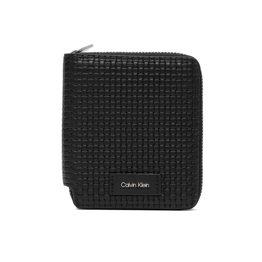 Calvin Klein Portfel Embossed Woven Zip Billfold LV04D1112G Czarny ze sklepu MODIVO w kategorii Portfele męskie - zdjęcie 187359361