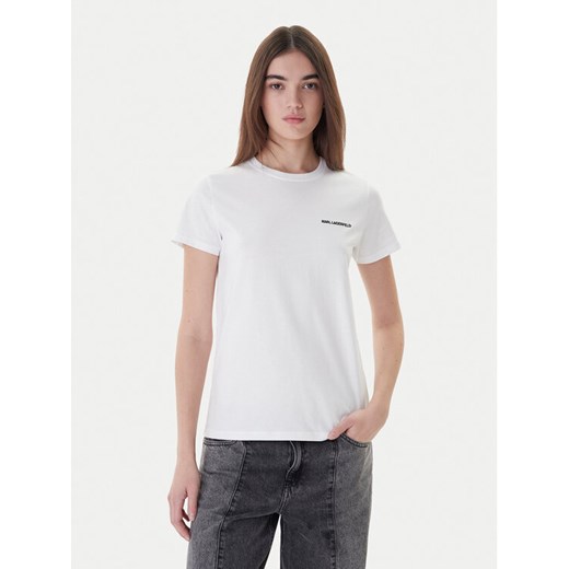 KARL LAGERFELD T-Shirt A1W17019 Biały Regular Fit ze sklepu MODIVO w kategorii Bluzki damskie - zdjęcie 187359364